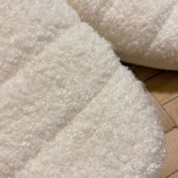 Cream White Sherpa Fleece Slippers - Picture 2 of 3